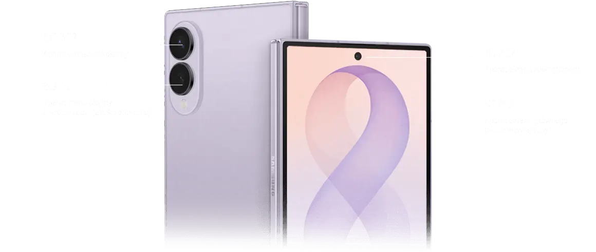 Galaxy Z Fold8 z aparatami 50 MP i 10 MP z przodu oraz z tyłu.