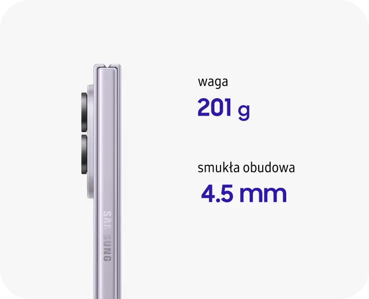 Galaxy Z Fold8 waży 201 g, a jego smukła obudowa ma 4,5 mm grubości.