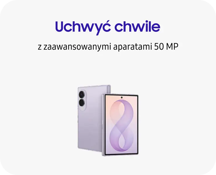 Galaxy Z Fold8 z zaawansowanymi aparatami 50 MP, pokazany z przodu i z tyłu.