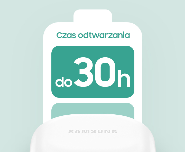 Закритий чохол для Galaxy Buds FE з ілюстрацією та текстом батареї. До 30 годин відтворення.