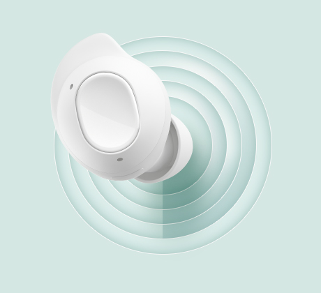 Вигляд спереду навушників Galaxy Buds FE.