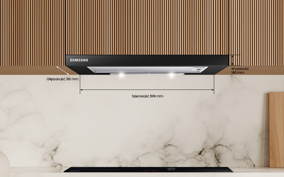 Wymiary teleskopowego okapu Samsung NK24M1030IB