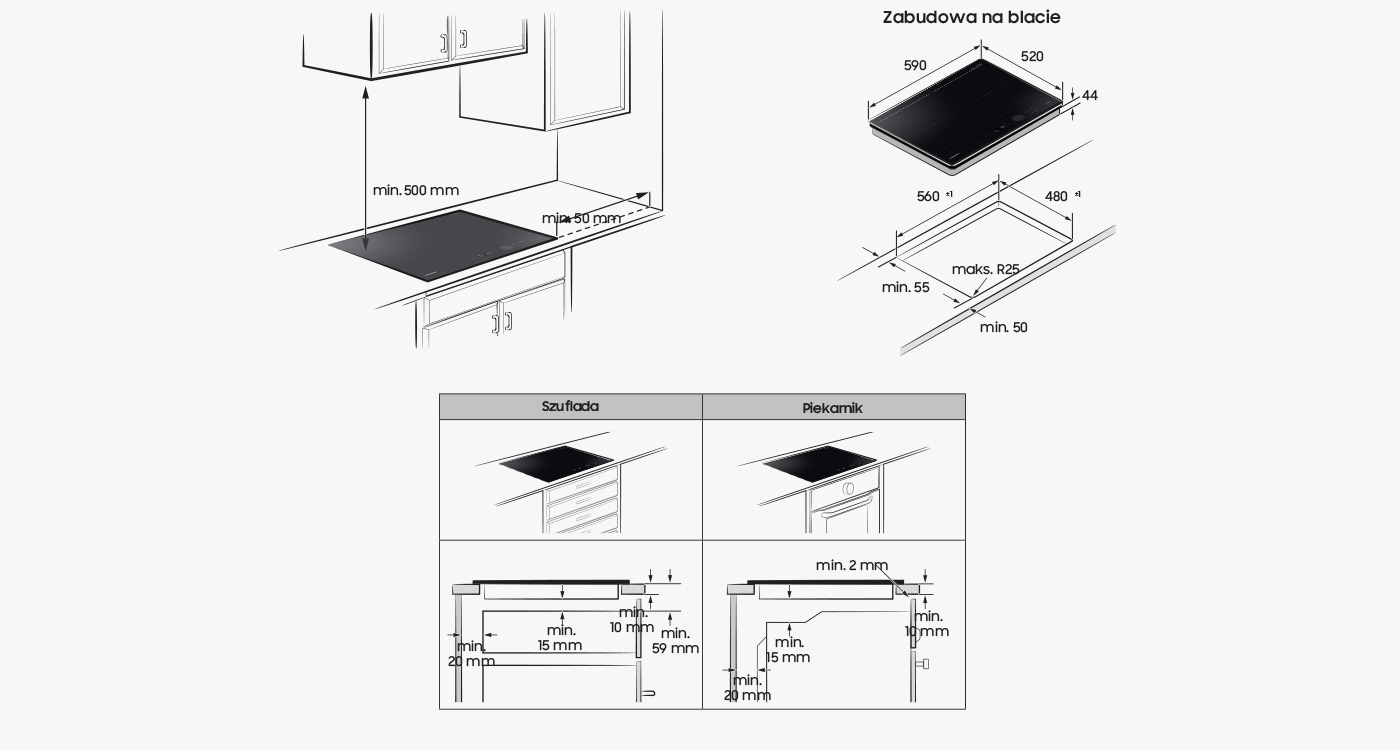 розміри індукційної плити slim fit