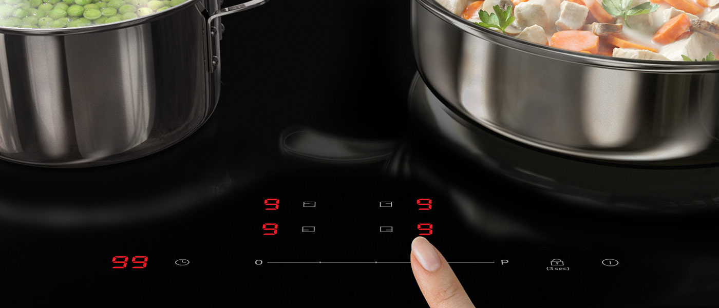 Czerwone dotykowe ikonki płyty indukcyjnej Samsung NZ64T3707A1