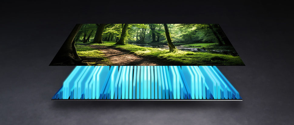 Quantum Mini LED Slim technológia a Samsung Mini LED Neo QLED QN77F TV-ben. Kapható az RTV EURO AGD üzletekben.