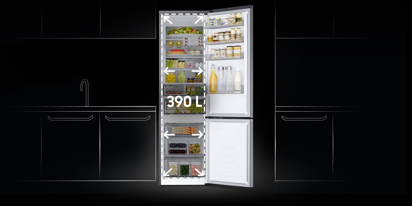 Більше місця для їжі з технологією SpaceMax у Samsung RB38C775CS9