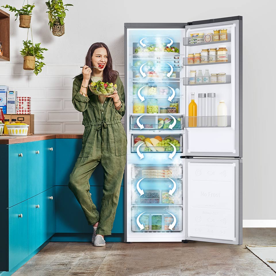 Одноконтурний охолодження в холодильнику з нижньою морозильною камерою Samsung RB38C775CS9