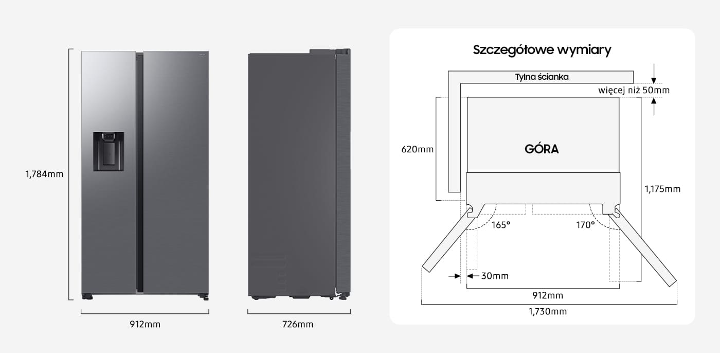 Lodówka Samsung SBS RS70F64KDTEO Funkcje AI Pełny No Frost 178,4cm