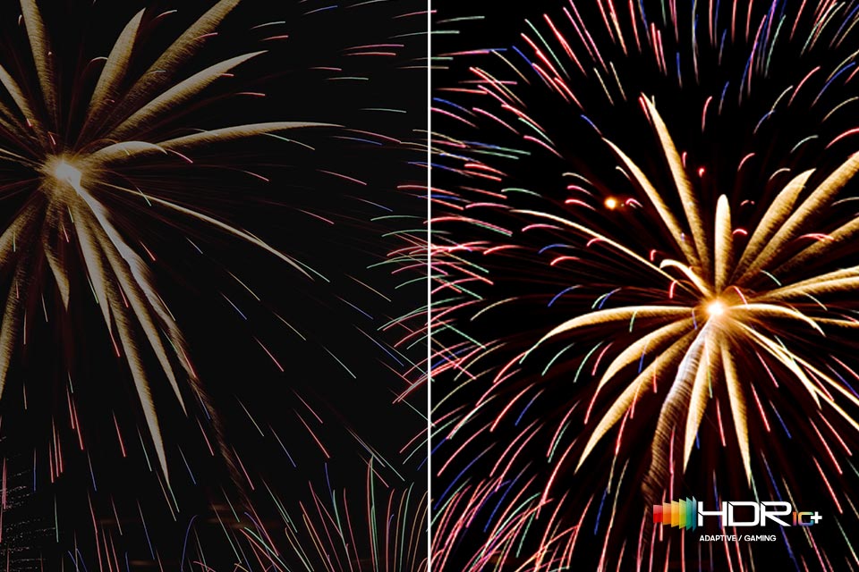 A mély feketék és az éles kontraszt a HDR 10+ technológia eredménye.