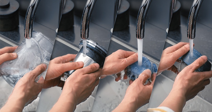 Подивіться, які частини пилососа Jet 65 VS15A60AGR5/GE від Samsung можна мити під проточною водою