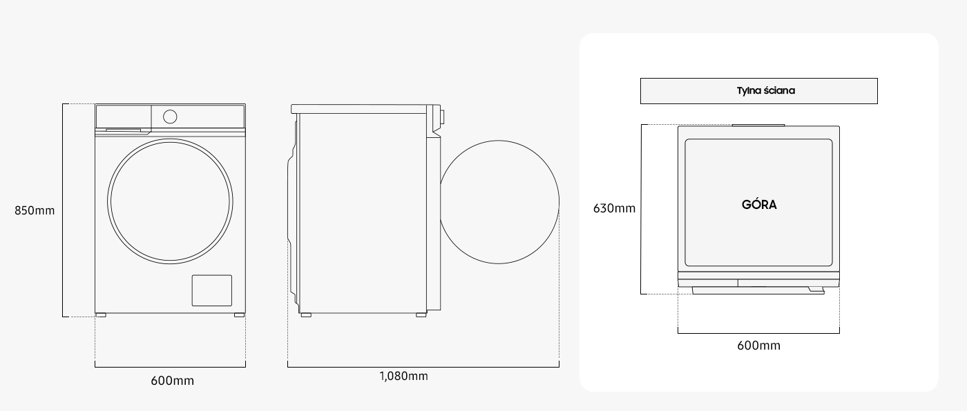 Розміри прально-сушильної машини Samsung WD11DB7B85GBU4