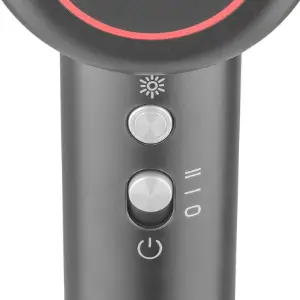 Крупний план задньої частини фена Sencor, на якому показано кнопки, що використовуються для налаштування пристрою.