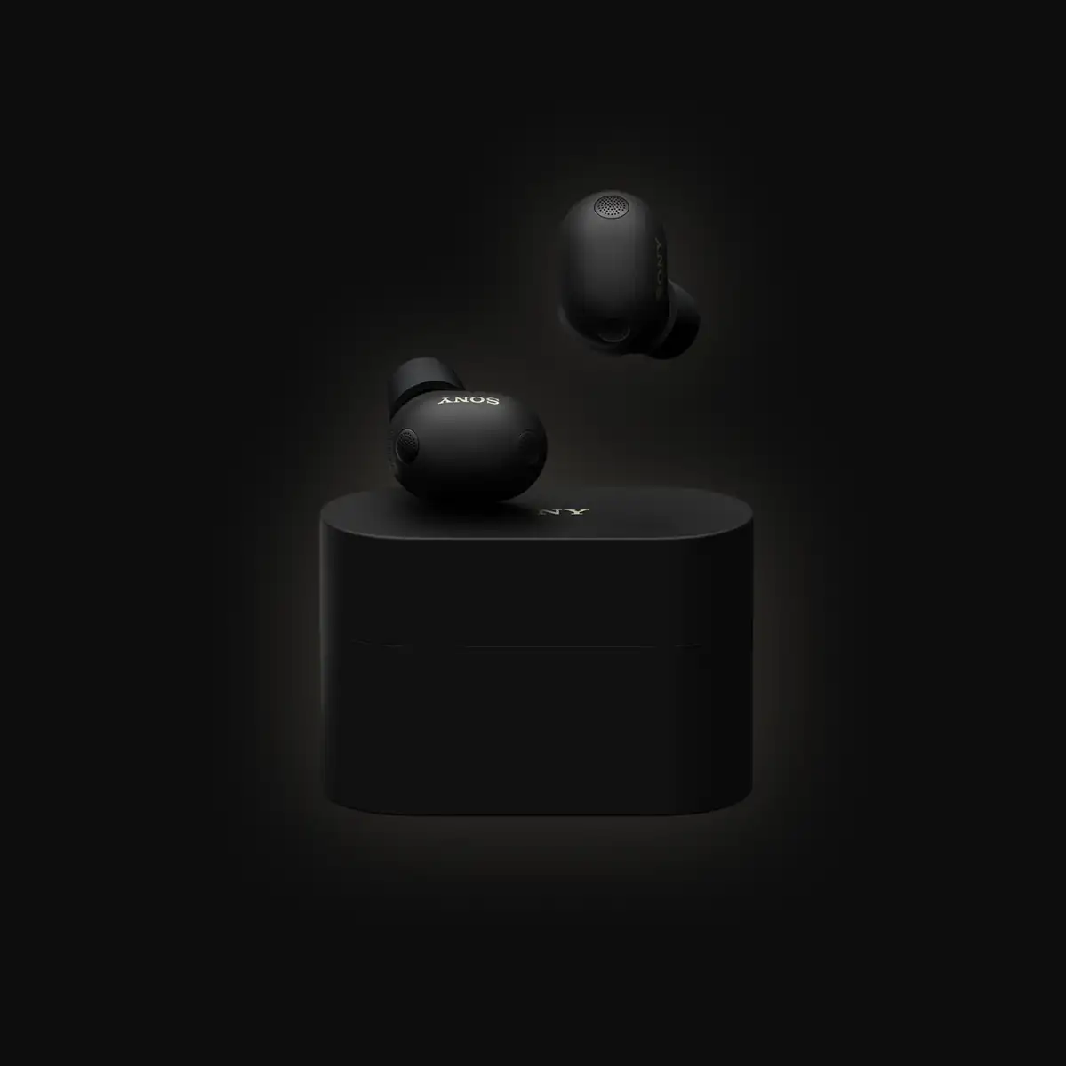 Чорні навушники Sony WF-1000XM6 з кейсом