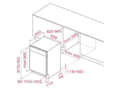 Технічне креслення посудомийної машини
