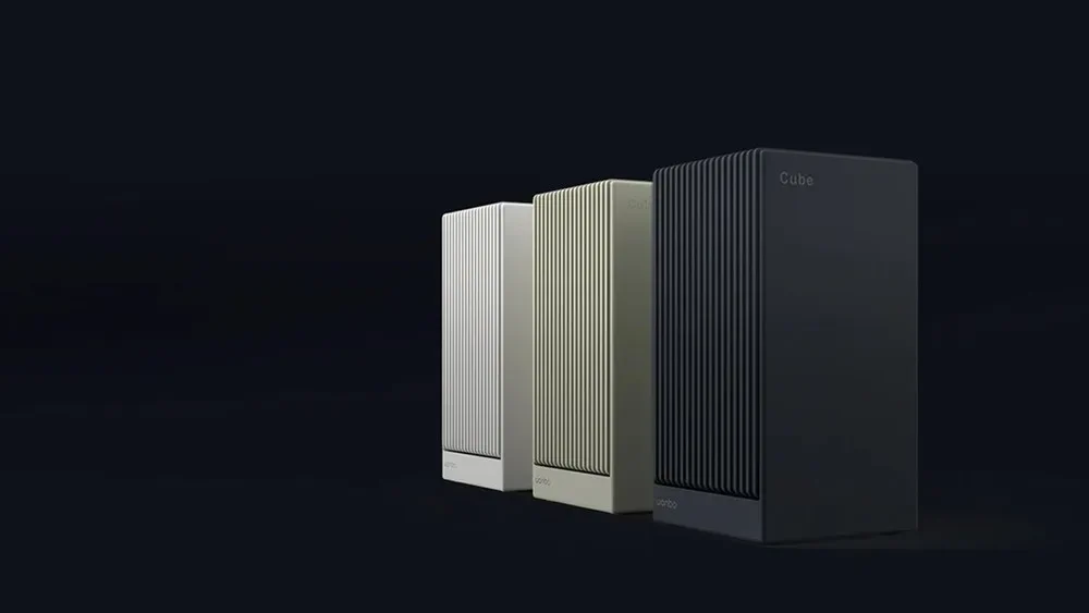 Проектор Wanbo Cube 2 Pro у трьох кольорових варіантах: синьому, зеленому та білому