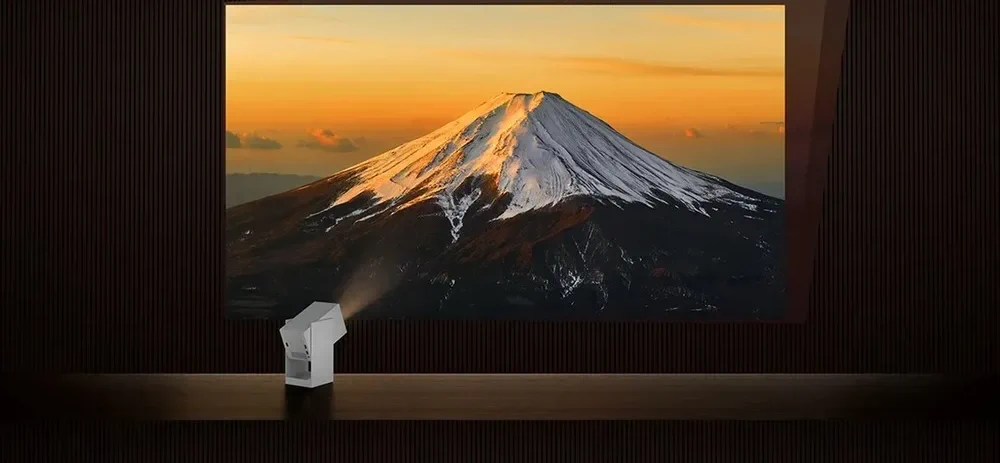 Функція калібрування штучного інтелекту проектора Wanbo Cube 2 Pro відображає зображення гори Фудзі.