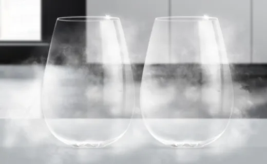 Дві склянки, оточені парою