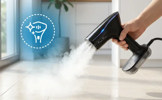 Ручний пароочисник для миття підлоги вдома.