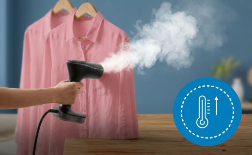 Ручне поєднання рожевої сорочки зі значком температури.