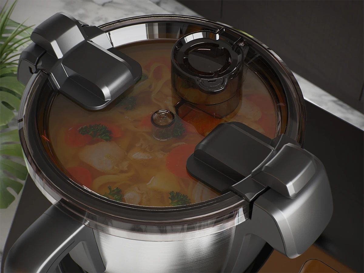 Приготування страви в чаші GastroLab CR1S з прозорою кришкою