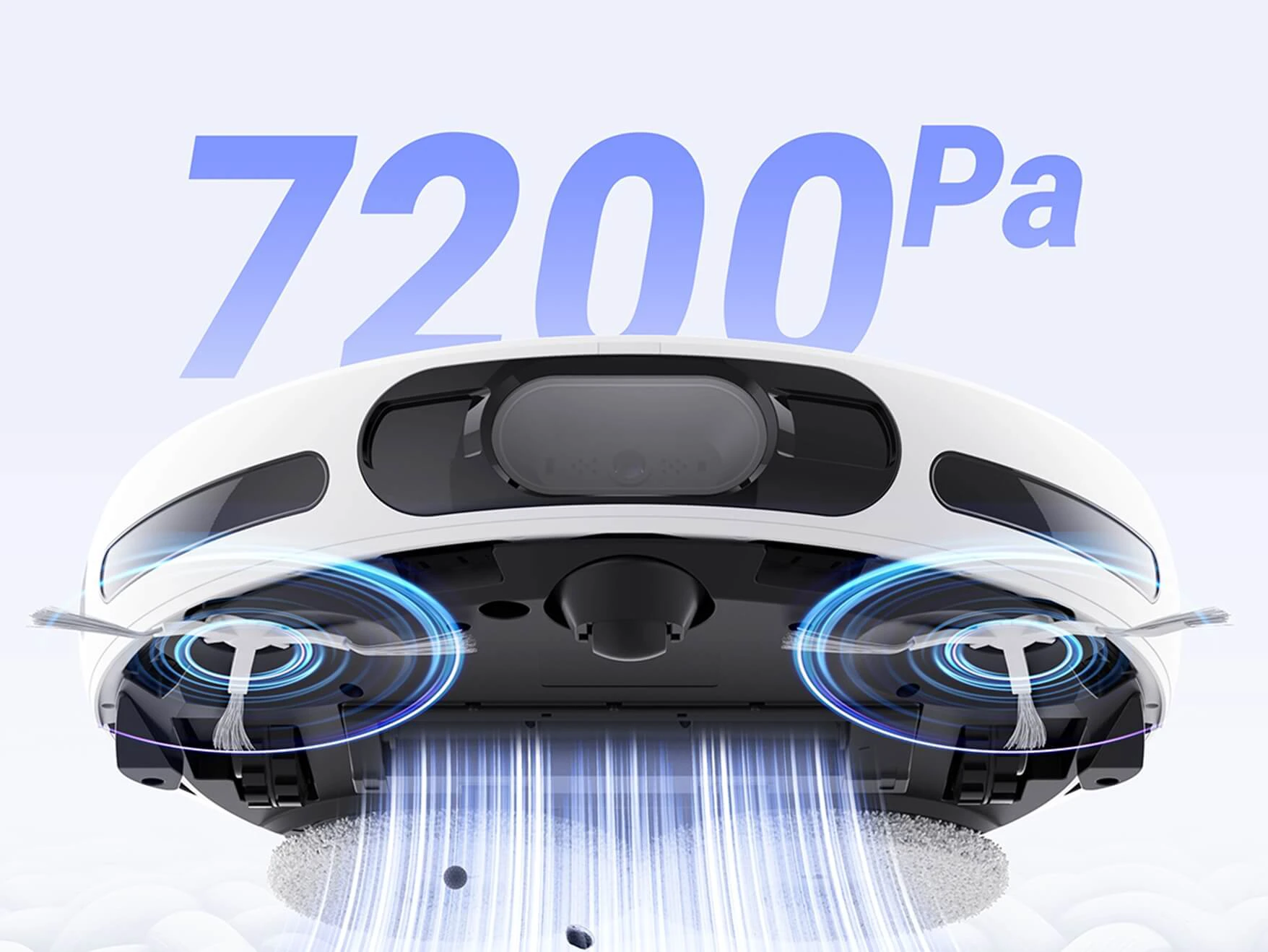 Вид зверху на робот-пилосос EZVIZ RS20 Pro з написом 7200Pa.