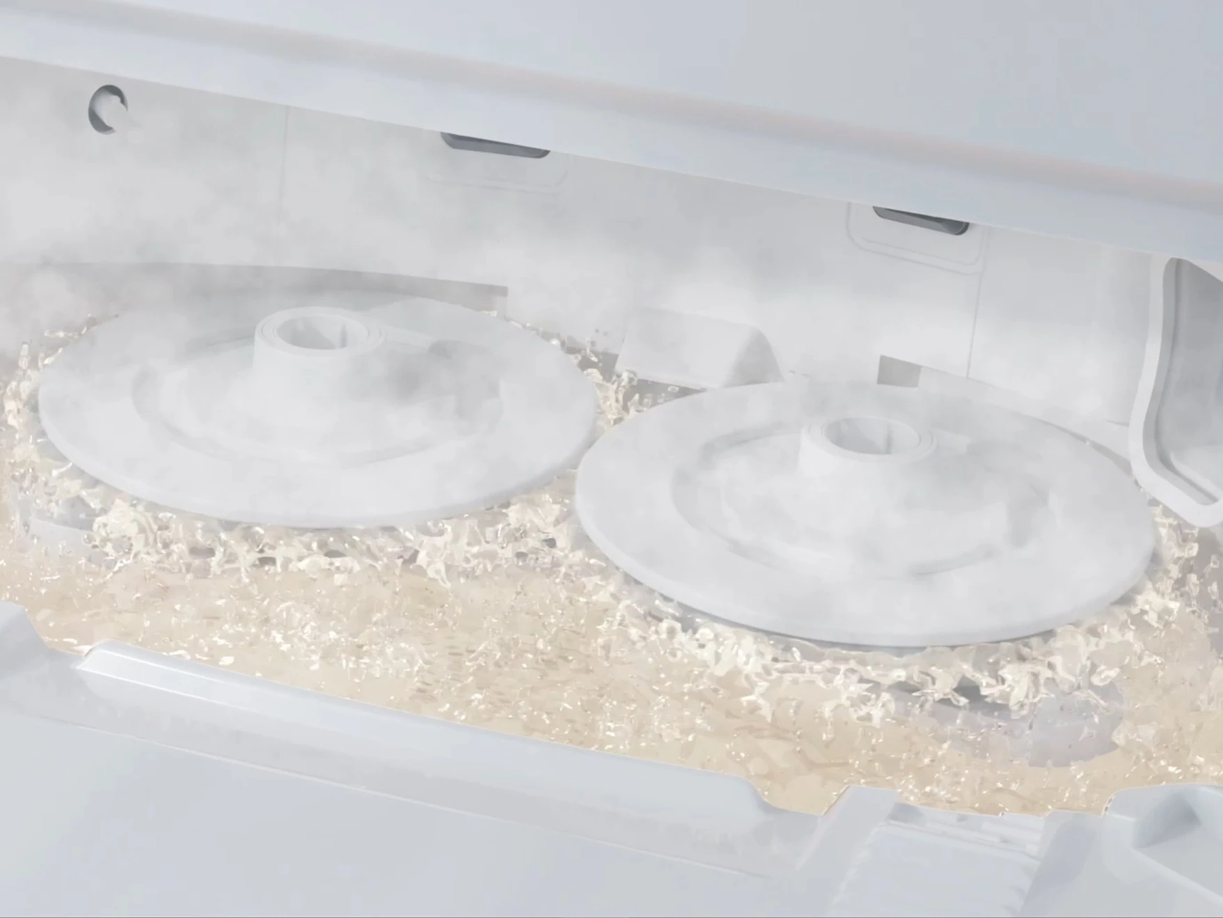 Вид зсередини док-станції робота RS20 Pro під час миття швабр.