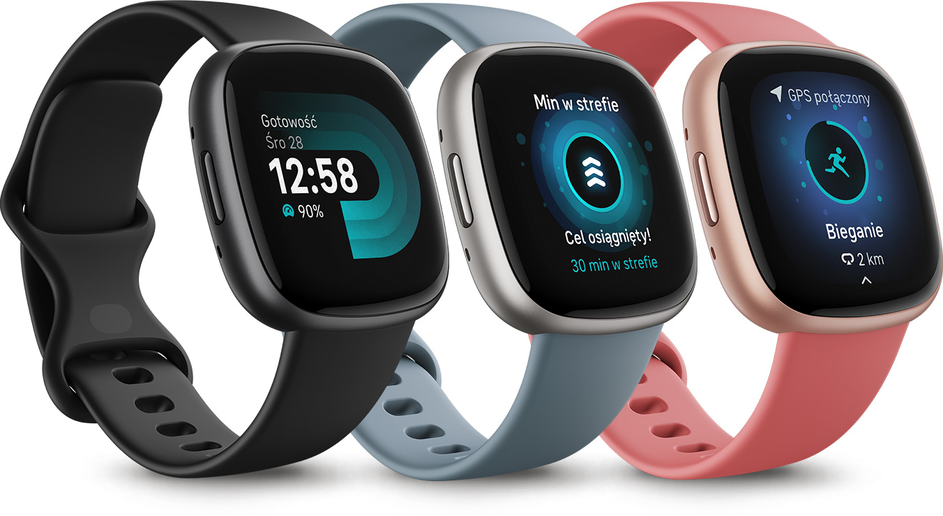 Fitbit Versa 4 - czarno-grafitowy, niebiesko-platynowy, różowo-miedziany
