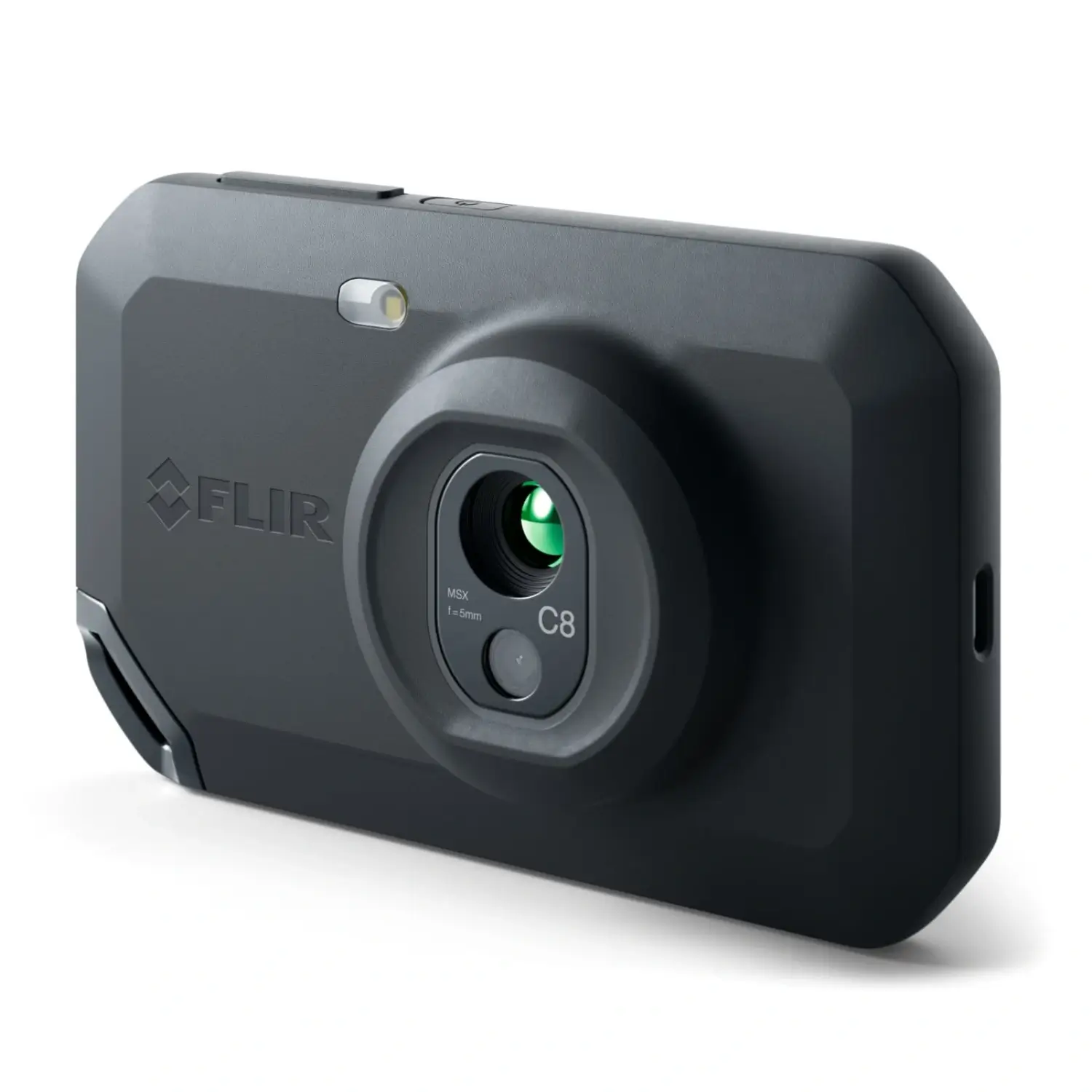 Чорна тепловізійна камера FLIR C8 з переднім об'єктивом, кріпленням для шнурка та спалахом