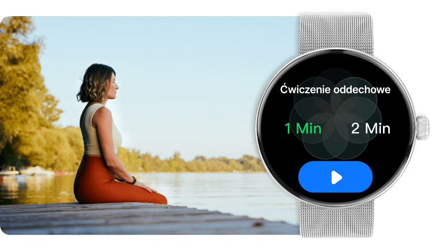 Elegancki smartwatch damski z aplikacją ćwiczeń oddechowych