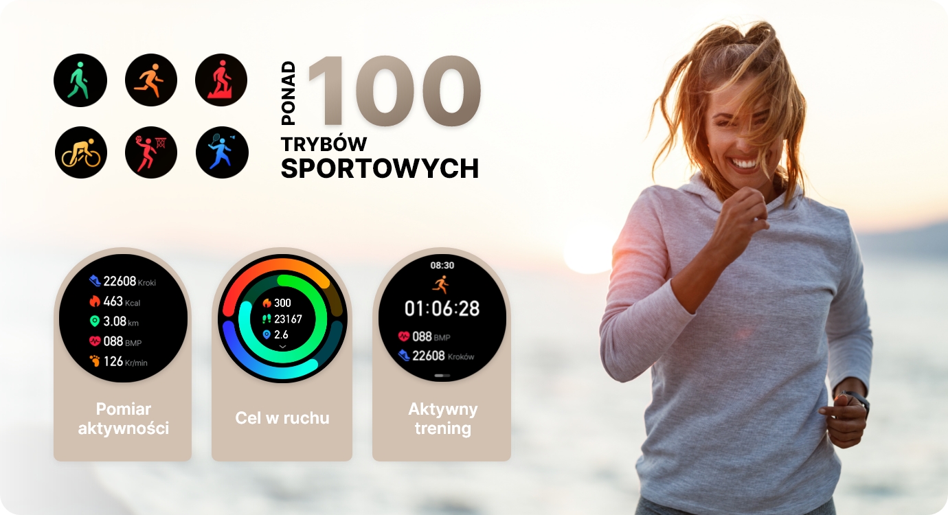 Smartwatch z szeroką gamą trybów sportowych