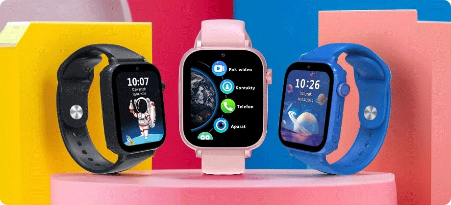 Smartwatch dla dzieci z kolorowymi tapetami i różnymi motywami menu