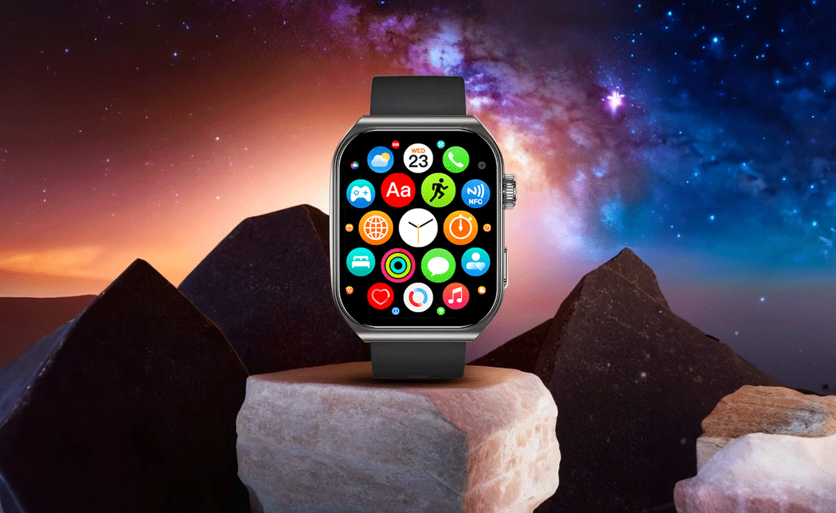 Smartwatch męski ze zmieniającym się wyglądem menu