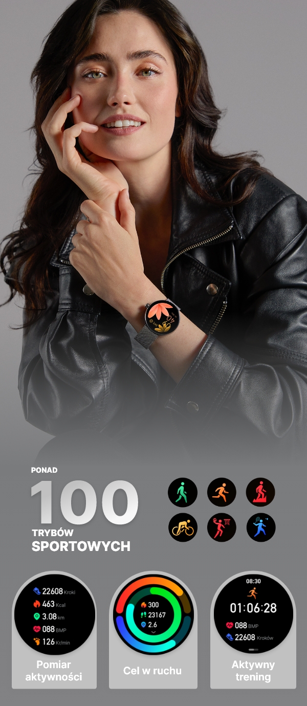 Smartwatch z szeroką gamą trybów sportowych