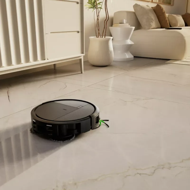 Робот-пилосос Roomba Plus 575 Combo очищає мармурову підлогу у вітальні