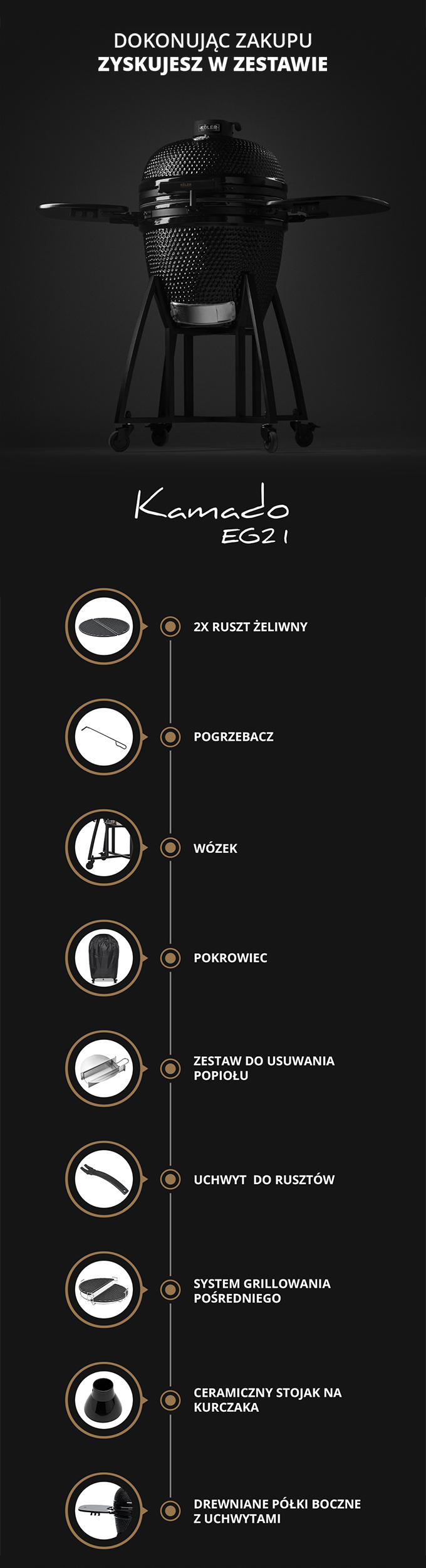 Grill ceramiczny węglowy Kamado Köler EG21