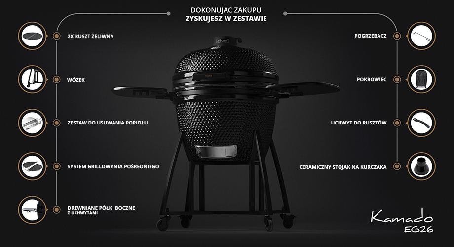 Вугільний керамічний гриль Kamado Köler EG26