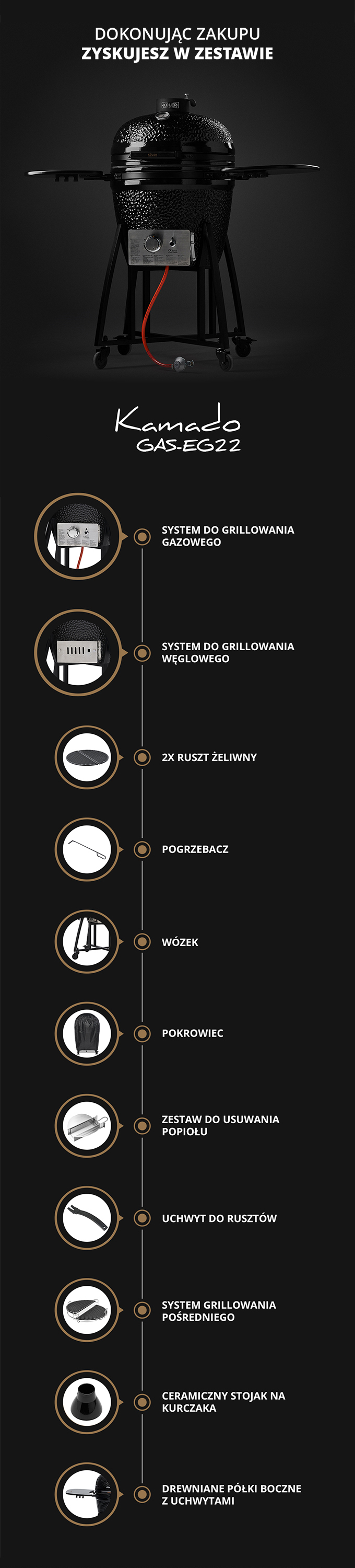 Grill ceramiczny węglowy Kamado Köler EG22