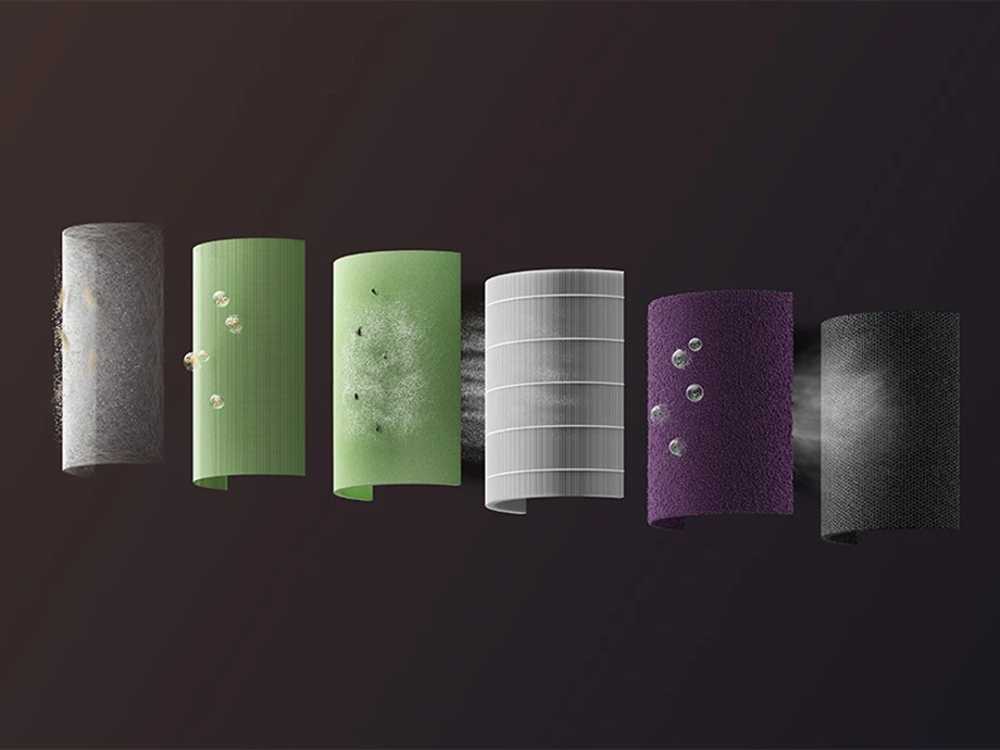 Багатошарова система фільтрації очищувача повітря MOVA P10 затримує пил, шерсть домашніх тварин та алергени.