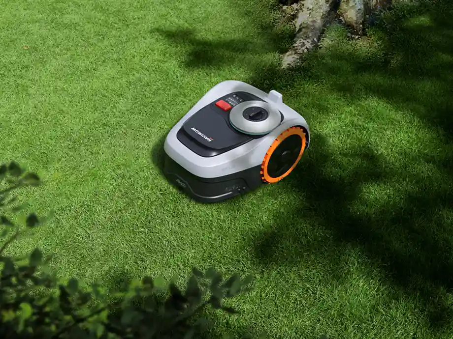 робот, що косить газон, зображений зверху
