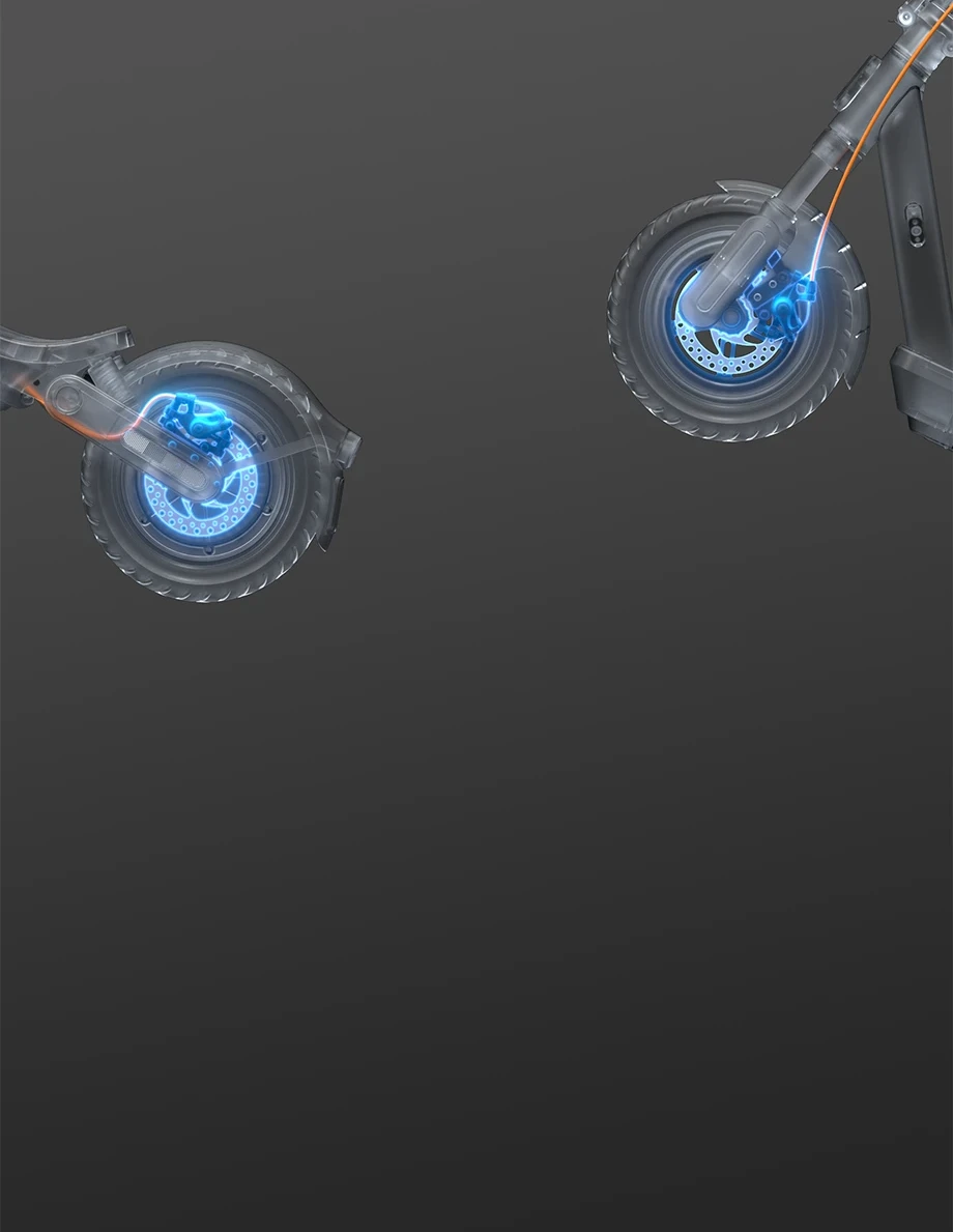 Електричний самокат Xiaomi з візуалізацією роботи передньої та задньої підвіски