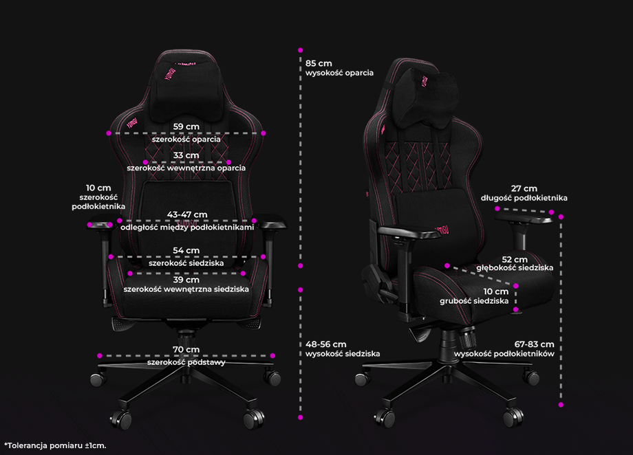 Fotel Yumisu 2050 Materiał Black/Pink