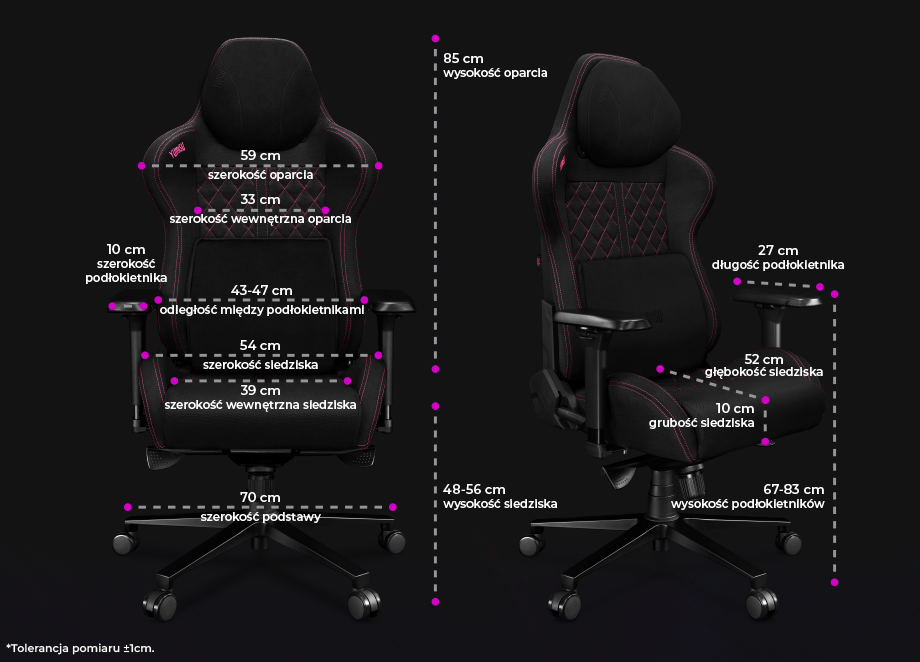 Fotel Yumisu 2050 Magnetic Materiał Black/Pink