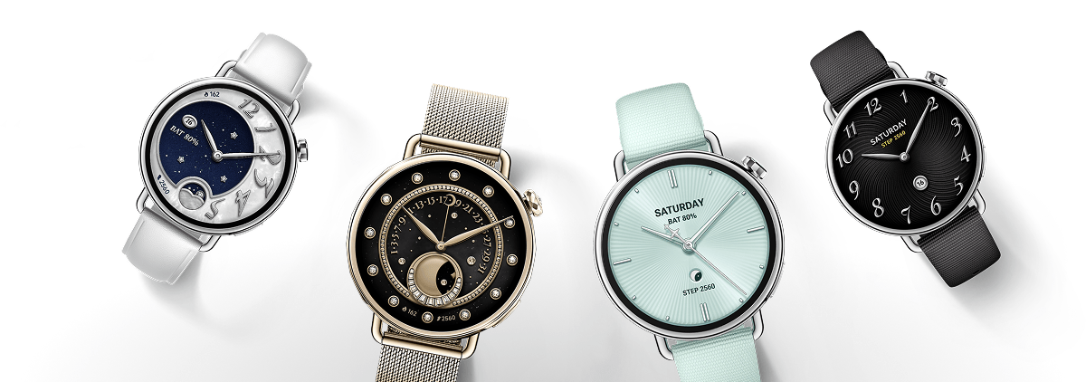 Zegarki Xiaomi watch S4 w różnych kolorach: białym, złotym, miętowym i czarnym