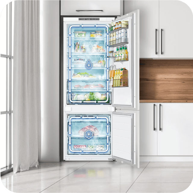 Lodówka z funkcją Twin Cooling Plus zapewniającą optymalne przechowywanie żywności.