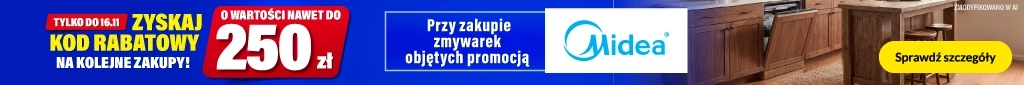 AGD - Zyskaj kod na kolejne zakupy o wartości do 250zł - Midea - DP-516 - baner główny belka 1024x85 - kat. zmywarki duże i zabudowa
