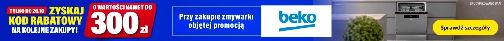 Zyskaj kod na kolejne zakupy o wartości do 300zł - promocja na wybrane zmywarki marki Beko. - baner główny belka 1024x85
