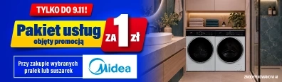 AGD - Midea - usługi za 1 zł - pralnictwo - 1026 - DP-495 baner główny mobi belka 396x116 pralki, suszarki, pralko-suszarki