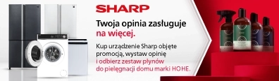 AGD - Sharp - zestaw płynów gratis - 0826 - baner główny mobi belka 396x116 - lodówki, pralki, płyty indukcyjne suszarki