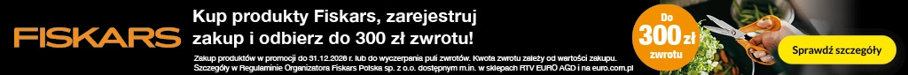 AGD - Fiskars - cashback - 1026 - DP-396 - baner główny belka 1024x85 garnki, patelnie, noże kuchenne, ostrzałki do noży, deski kuchenne, przybory kuchenne, płyty do zabudowy, piekarniki, lodówki