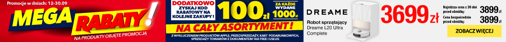 AD - Mega rabaty - 0924 - roboty sprzątające Dreame 1297004 - belka 1024x85